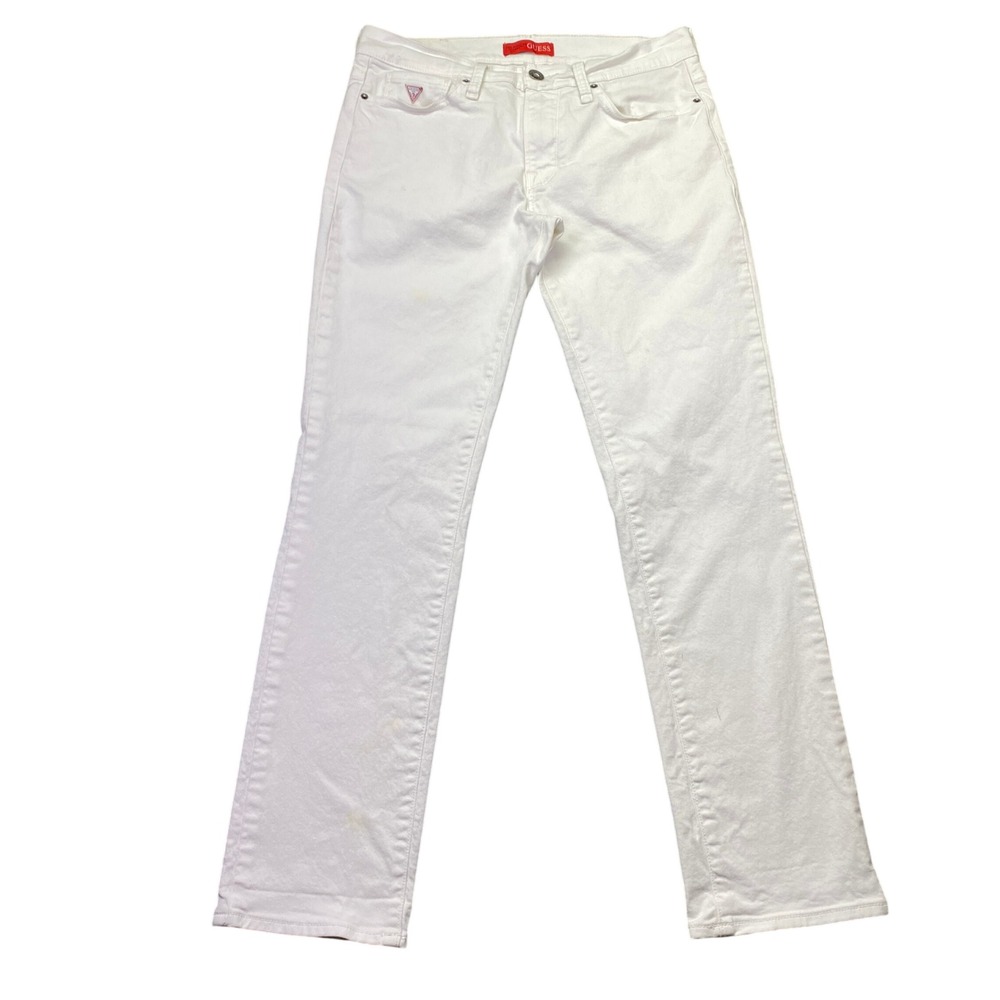 Guess Brit Rocker Slim Tapered Jeans Mens Sz 32 White Denim Pants JMCB072103N